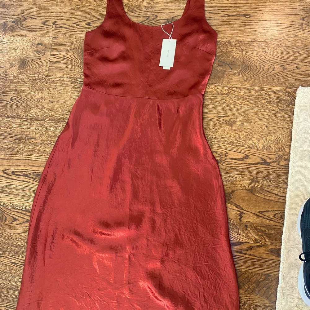 VINCE Slip Dress! Rust Color Side Zip! LA